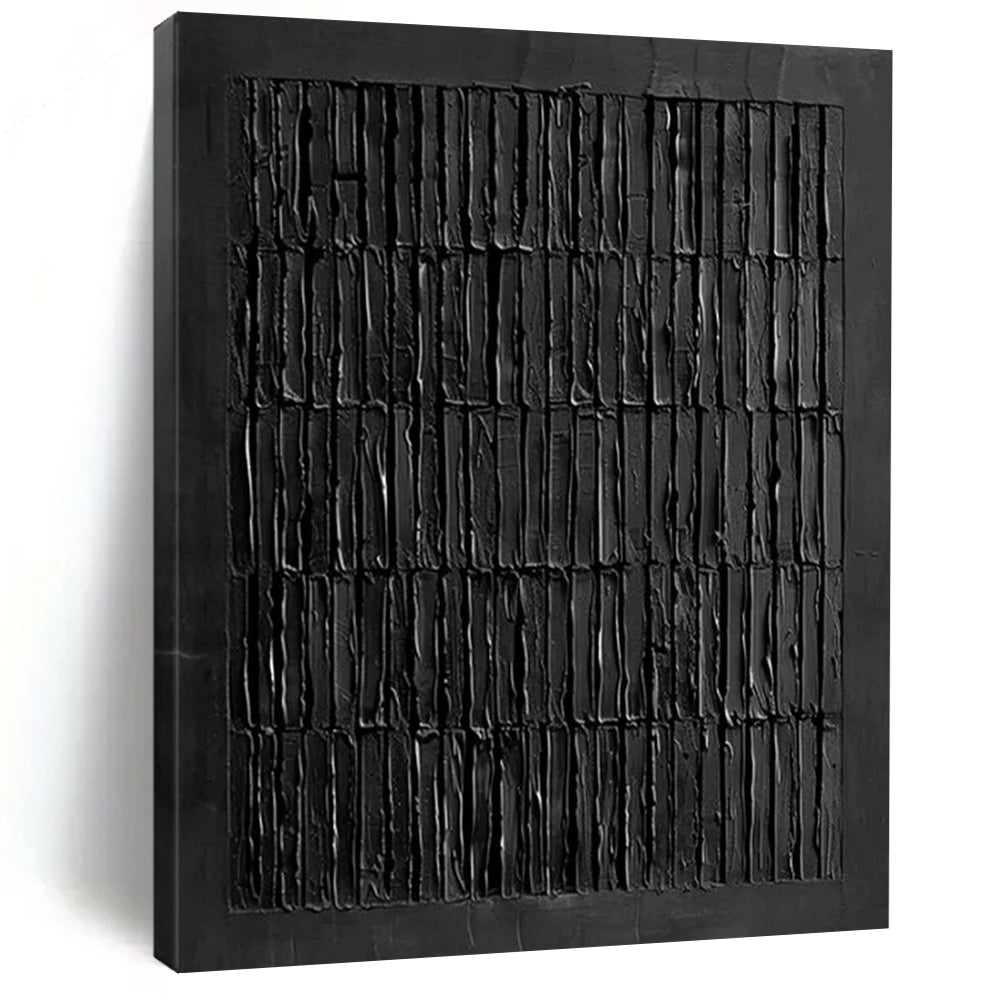 “Pure Black Vertical Strokes” - Minimalist Abstract Painting On Canvas PT2364
