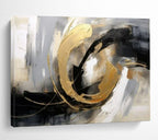 “Gold - Black - White Swirls” - Metallic Accents “Gilded Motion” Painting On Canvas PT1627