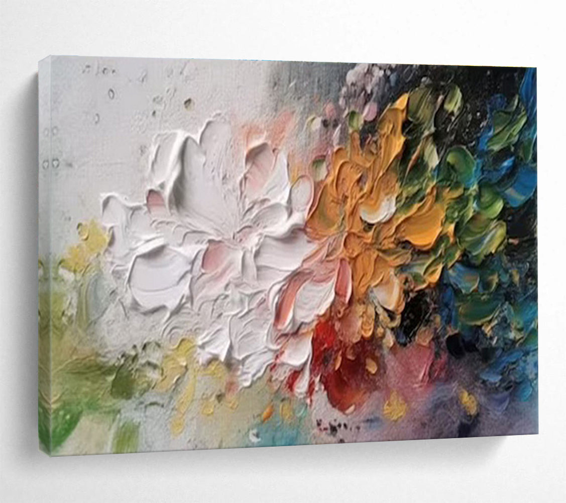 “Textured Floral Duo” - Colorful Abstract Flowers, Palette Knife Flower Painting On Canvas DKS700