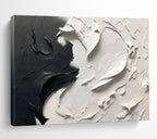 “Black - White Textured Contrast” - Abstract Impasto - Painting On Canvas PT1729