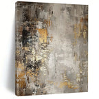 “Gray - Gold Abstract” - Industrial Abstract Painting On Canvas PS0086