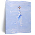 “Blue and White Figure on Wave” - Surreal Sea Adventure Painting On Canvas DS327