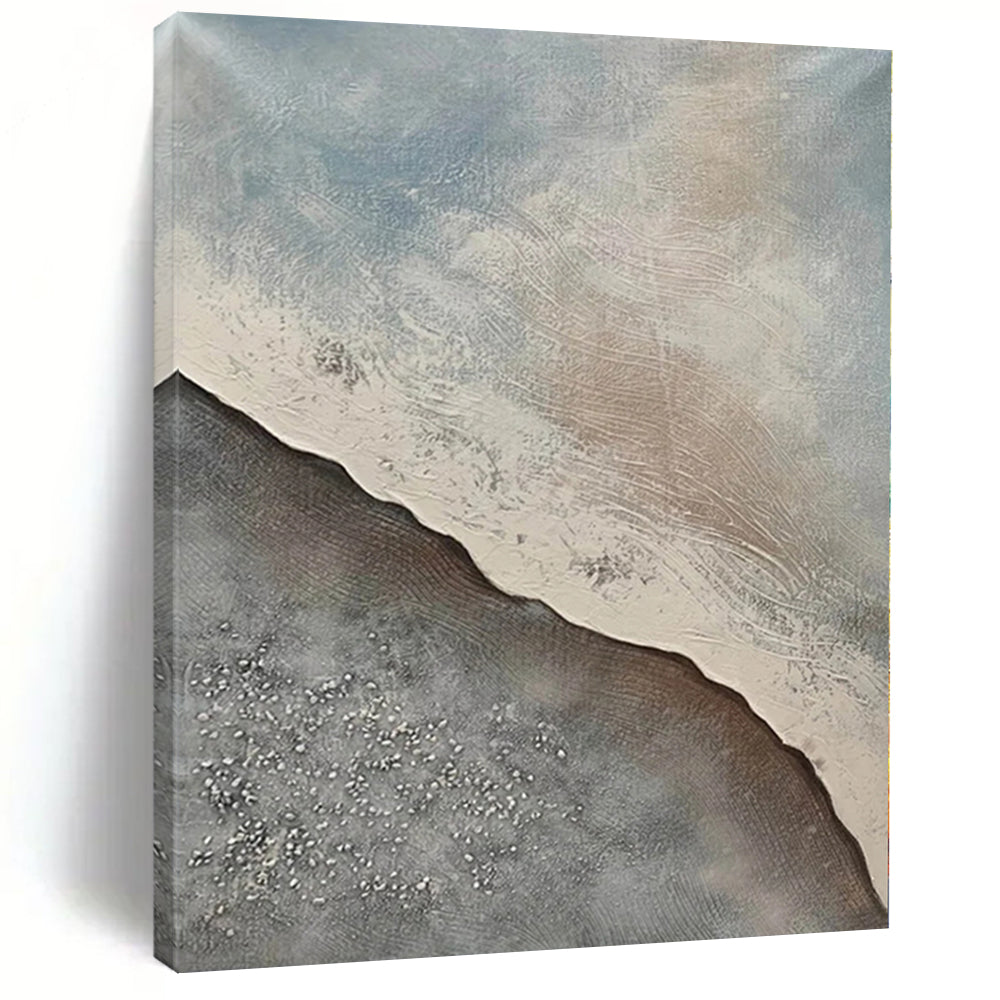 “Textured Coastal Abstract Landscape” - Minimalist Landscape Painting On Canvas PS0323