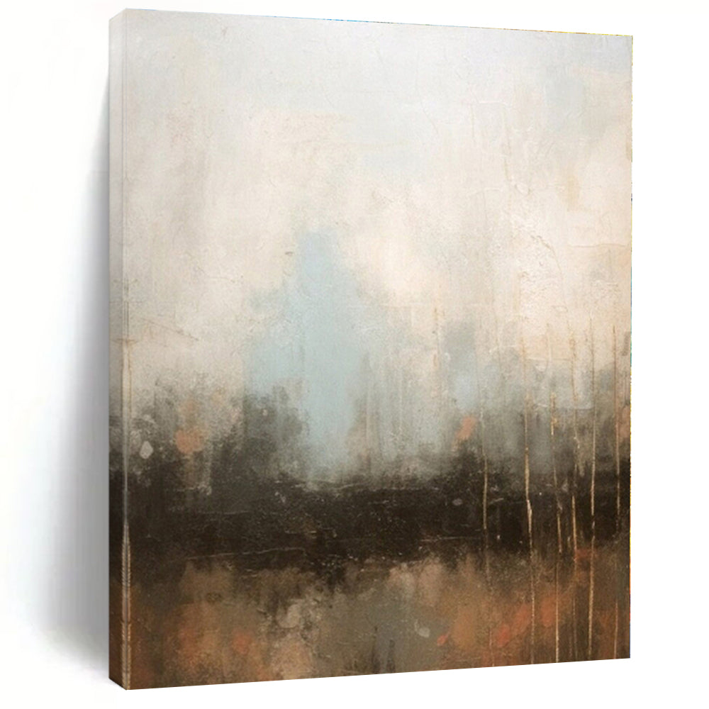 “Neutral - Toned Abstract Landscape” - Beige, Blue, Brown Abstract Painting On Canvas PS0450