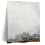 “Hazy Gray Tree Line” - Light Gray Sky with Faint Green Trees Painting On Canvas DS222