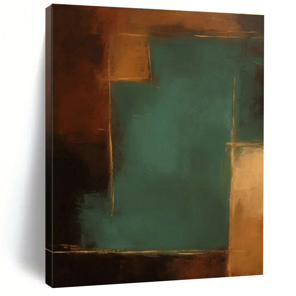 “Teal - Brown Abstract Contrast” - Teal, Brown Abstract Color - Block Painting PS0601