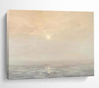 “Peach - Gray Sunset Ocean” - Soft Hues “Dusk Glow” Painting On Canvas PT1669