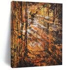 Rustic Orange - Brown Abstract Forest, "Autumn Woods" – Abstract Landscape Painting On Canvas PS0921