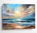 Colorful Seaside Sunset Impressionist Seascape Painting On Canvas DKS152
