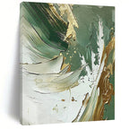 “Green - Gold - White Abstract” - Nature - Inspired Abstract Painting On Canvas PS0088