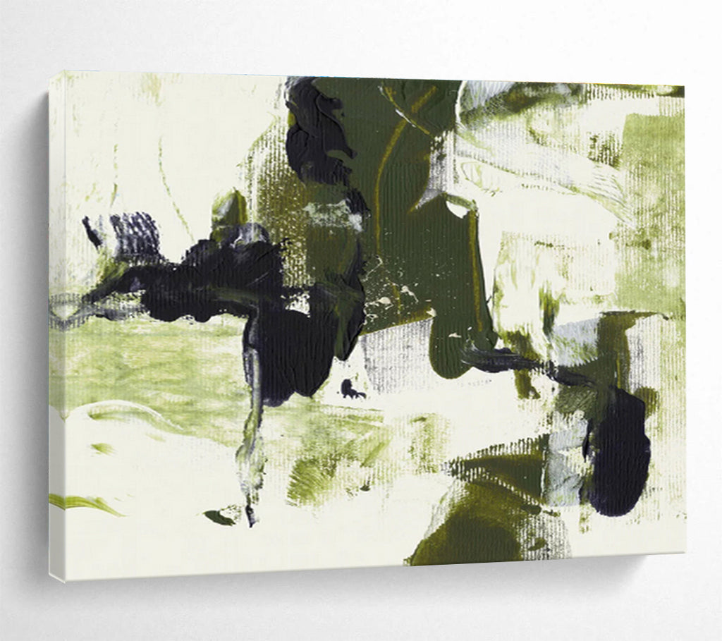 “Green - Black Abstract Forms” - Bold Nature - inspired Painting On Canvas DKS444