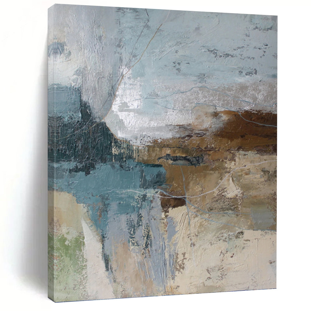 “Blue and Brown Abstract” - Serene Landscape - Inspired Painting on Canvas PT1012