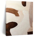 “Neutral - Brown Textured Shapes” - Abstract Expressionist Painting On Canvas PT1164