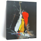 Black, Red, Yellow, White Bold Strokes “Night Fiesta” - Painting On Canvas PS0812