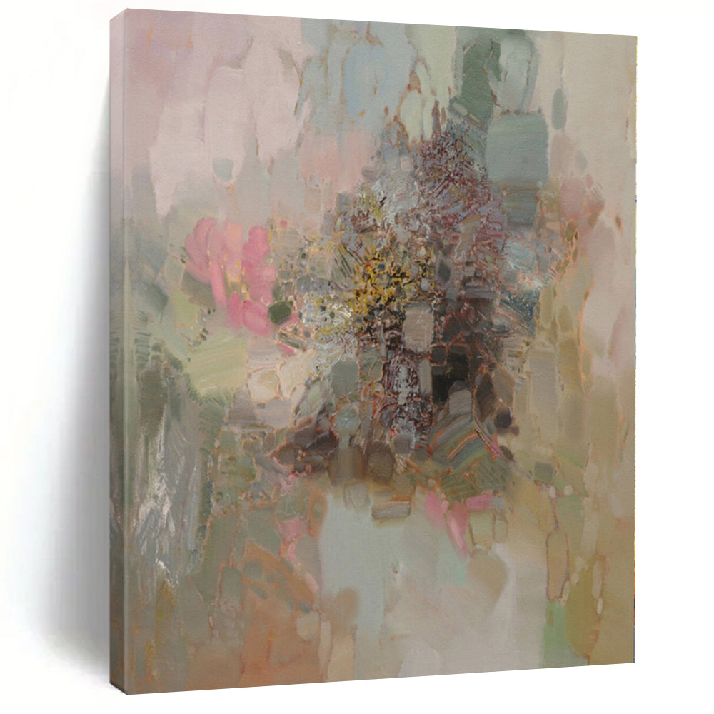 Pink, Green, Blue and Purple with Soft Floral Hints "Blossom Dream" Abstract Painting On Canvas PS1167