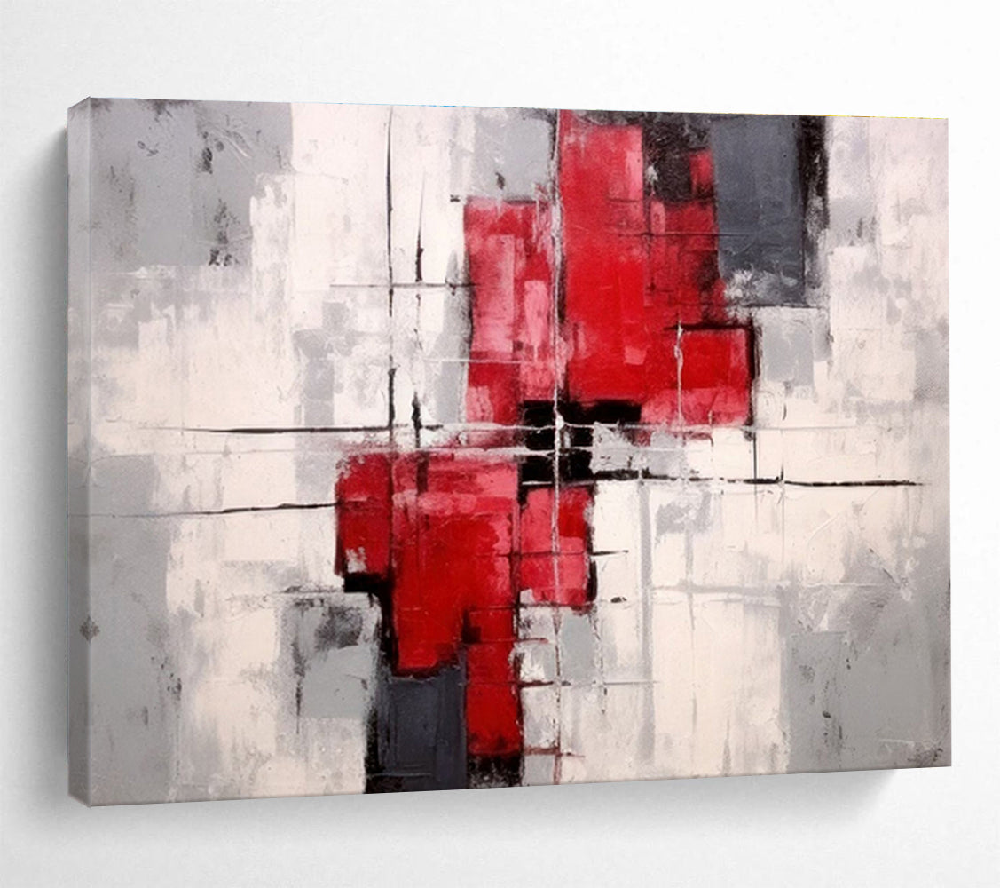 “Yellow, Blue, and Red Color Block Landscape” Abstract Painting On Canvas DKS269