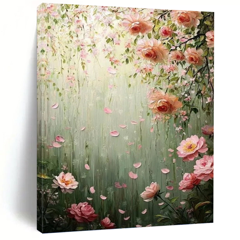 “Pink Floral Garden” - Floral, Dreamy Painting On Canvas PT1553