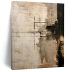 Neutral Tones Grid Abstract - Subtle Lines and Blocks Painting On Canvas PS1215