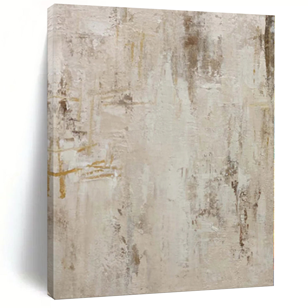 “Beige - Gray Textured Minimalist” - Calm Abstract Painting On Canvas PS0135
