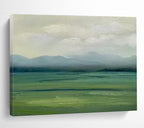 Green and Blue Misty Mountains Landscape Painting On Canvas DKS101