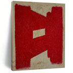 Red and Beige, "Bold Mark" – Minimalist Abstract Painting On Canvas PS0992