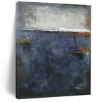 Dark Blue - Gray Layers, "Stormy Dusk" – Abstract Landscape Painting On Canvas PS0903