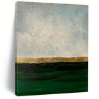 “Gold - Green Sea Horizon” - Green, Gray, Gold, Blue Abstract Seascape Painting On Canvas PS0644