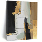 “Black, Gold, and Neutral Abstract” - Abstract, Elegant - Toned Painting On Canvas PT1524