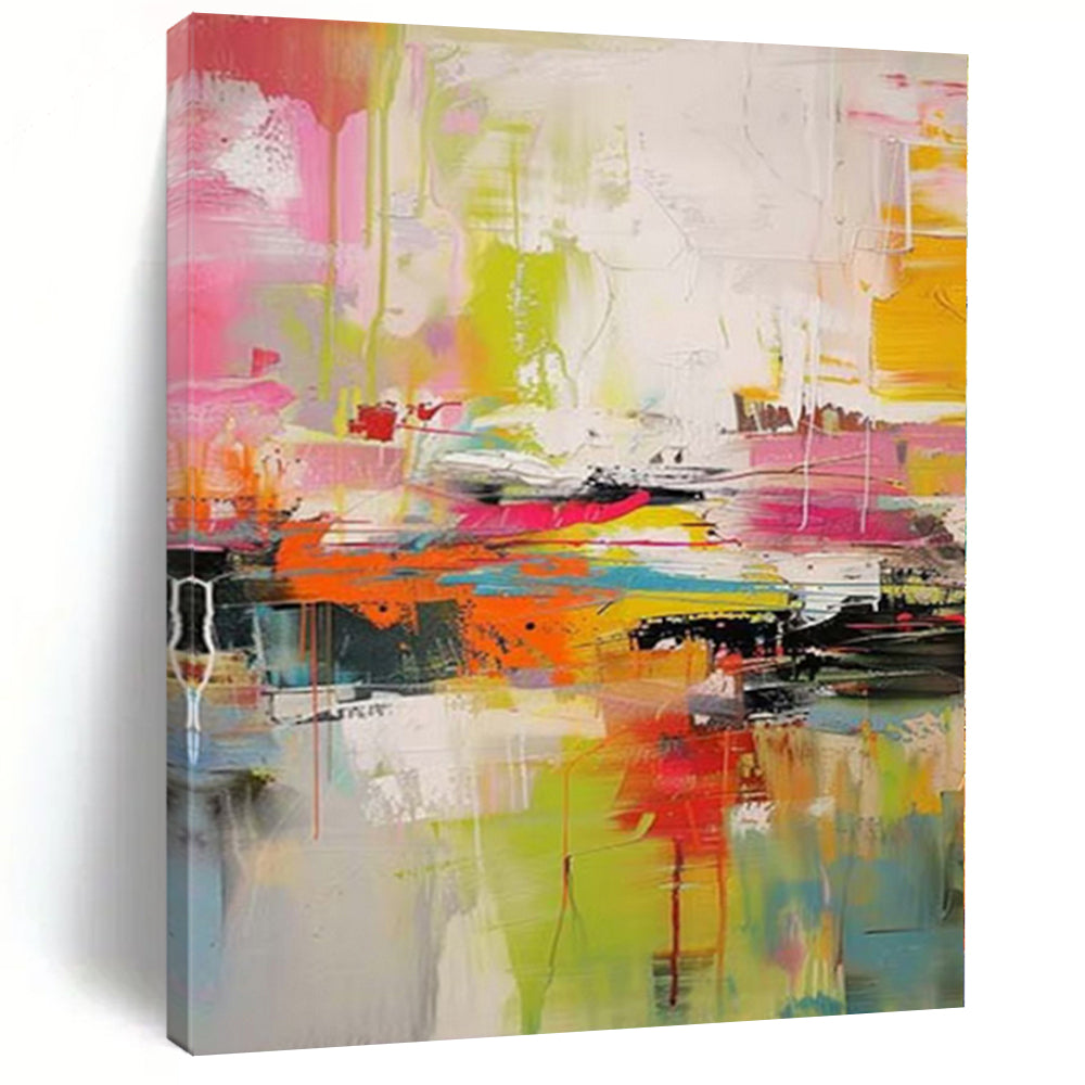 “Colorful Abstract Chaos of a Summer Day” - Energetic Abstract Painting On Canvas PS0238