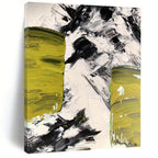 “Bold Green - Black - White Abstract Strokes” - Expressive Abstract Painting On Canvas PS0305