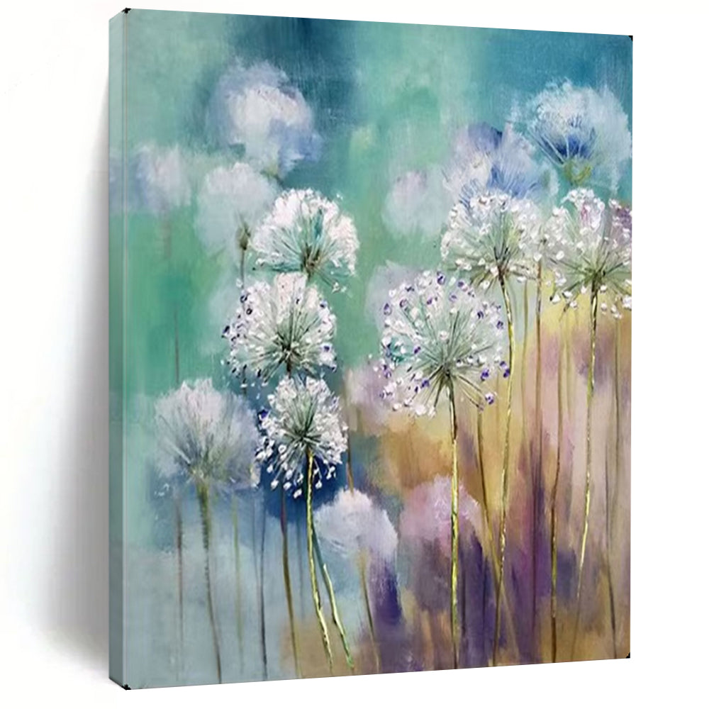 Dandelion Dreams Soft - Hued Floral Impasto, Painting On Canvas PT2151