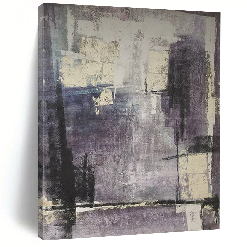 Purple and Beige Abstract, "Mystic Hues" – Abstract Color - Field Painting On Canvas PS0948