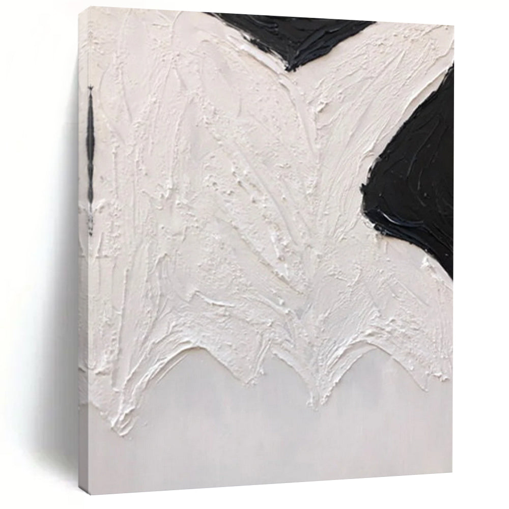 “Black and White Textured Abstract Forms” - Subtle Abstract Painting On Canvas DS405