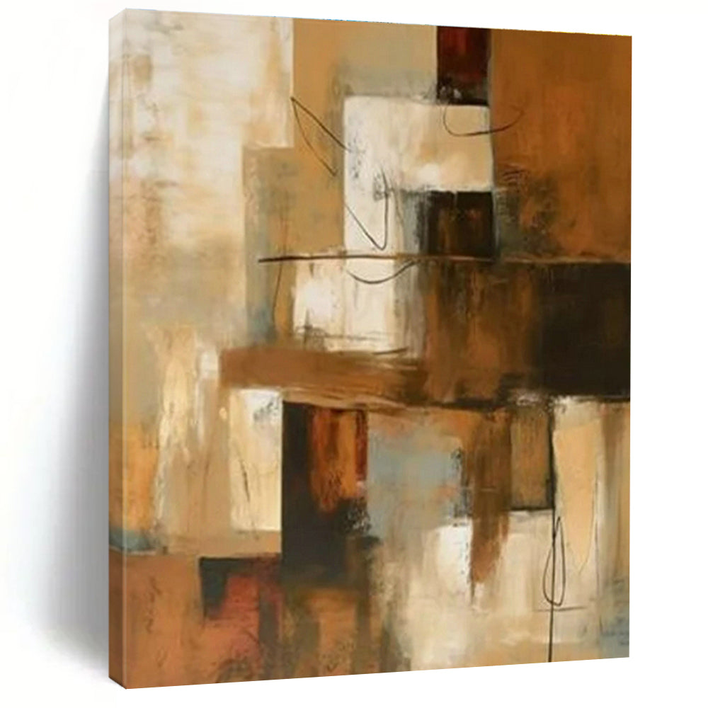 “Layered Abstract Composition” - Brown, Beige, Gray Abstract Layered Painting PS0600