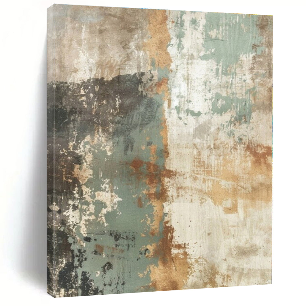 Earthy Tones with Weathered Textures "Aged Serenity" Abstract Painting On Canvas PS1274