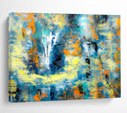 “Blue - Yellow Abstract Energy” - Textured Acrylic Painting on Canvas DKS924