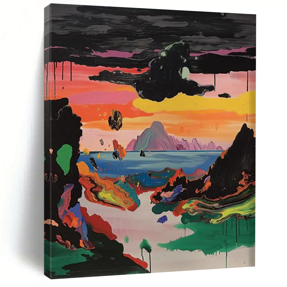 Cosmic Landscape: Color Explosion Painting On Canvas DS107