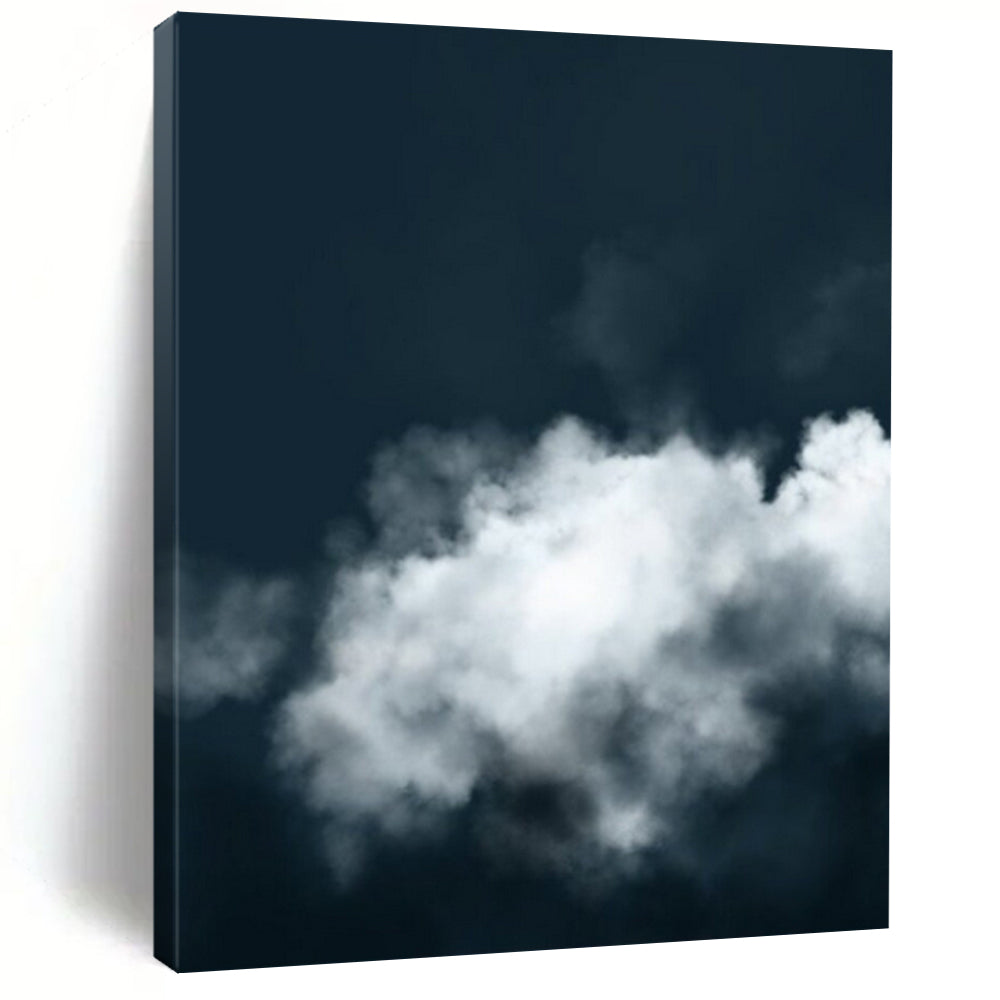 “Dark Sky with White Clouds” - Minimalist Nature Study Painting On Canvas DS233