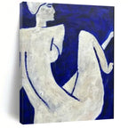 “Blue - White Figures” - Abstract Figurative Painting On Canvas PT2329