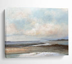 “Serene Coastal Marsh” - Blue, Gray & Brown Landscape, Impressionistic Oil Painting On Canvas DKS755