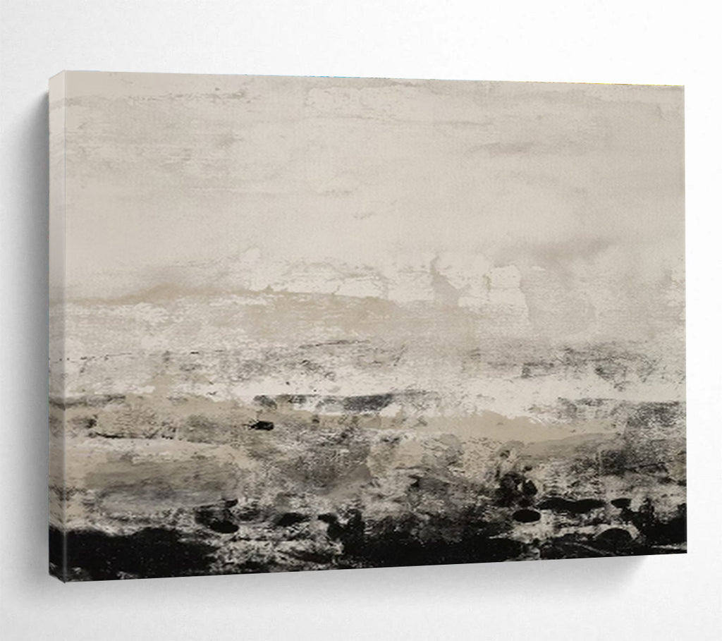 “Monochrome Coastal Haze” - Serene Seascape Painting On Canvas DKS445