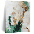 “Green, Gold and White Abstract” - Nature - Inspired Luxe Painting on Canvas PT1008