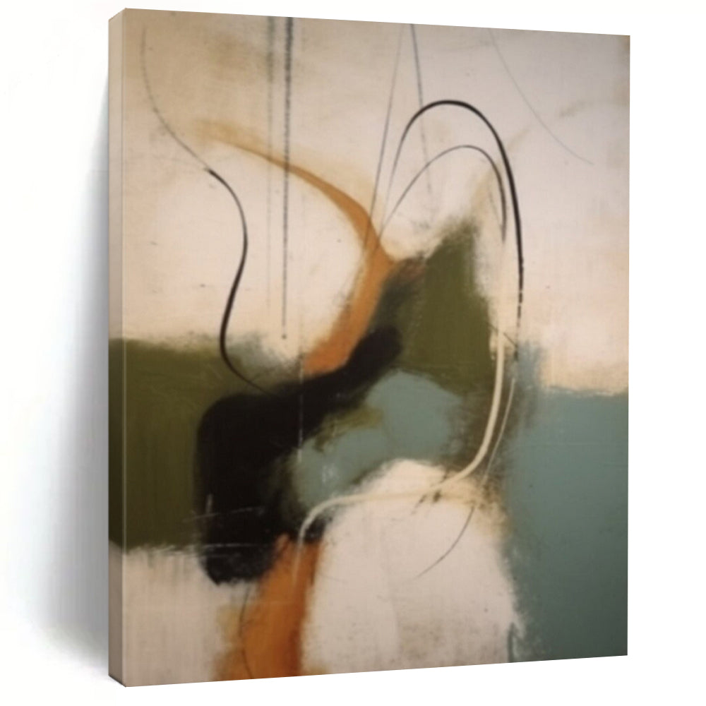 “Multicolor Abstract with Curved Lines” - Energetic Abstract Painting On Canvas DS365