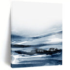 “Blue - Toned Ink - Wash Landscape” - Misty Mountains & Subtle Tree Forms Painting On Canvas DS231