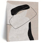 Beige, Black and White with Interconnected Forms "Linked Harmony" Abstract Painting On Canvas PS1122
