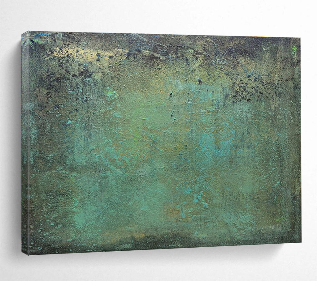 “Teal - Tinted Textured Abstract” - Textured Abstract Painting, Perfect for Bathroom & Coastal - Style Room DKS600