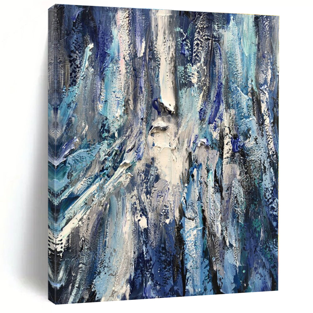 Blue, White, Gray with Textured Layers "Ocean Textures" Abstract Painting On Canvas PS1350
