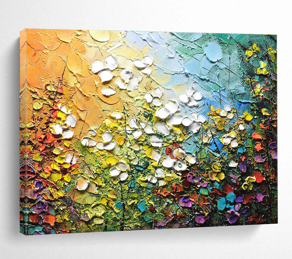 “Textured Floral Burst” - 3D Flower Field Painting On Canvas DKS443
