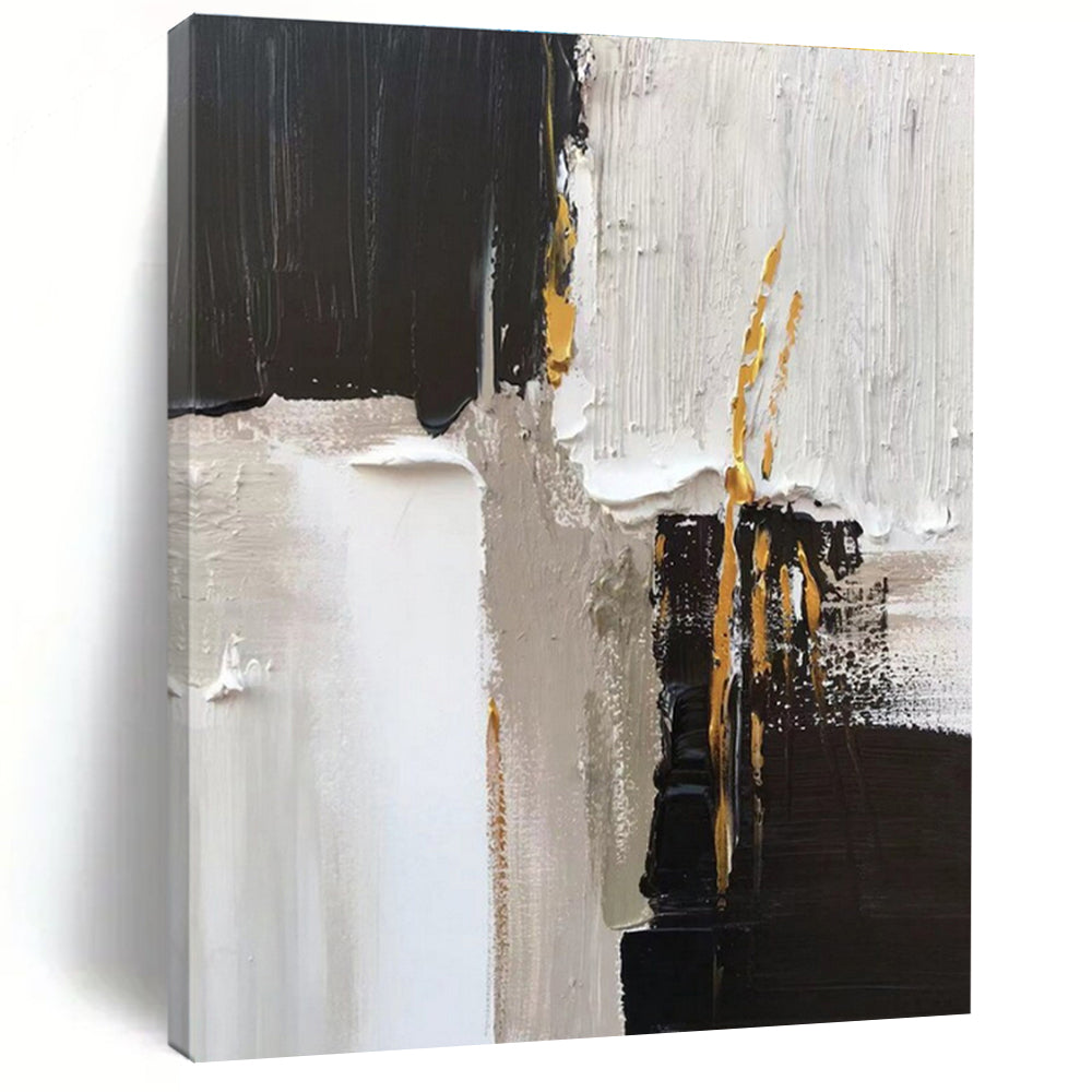 Black, White, Gold Accent Luxe Mix “Gilded Dreams” - Painting On Canvas PS0788