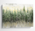 “Misty Forest in Greens and Yellows” - Impressionistic Landscape Painting On Canvas PT065